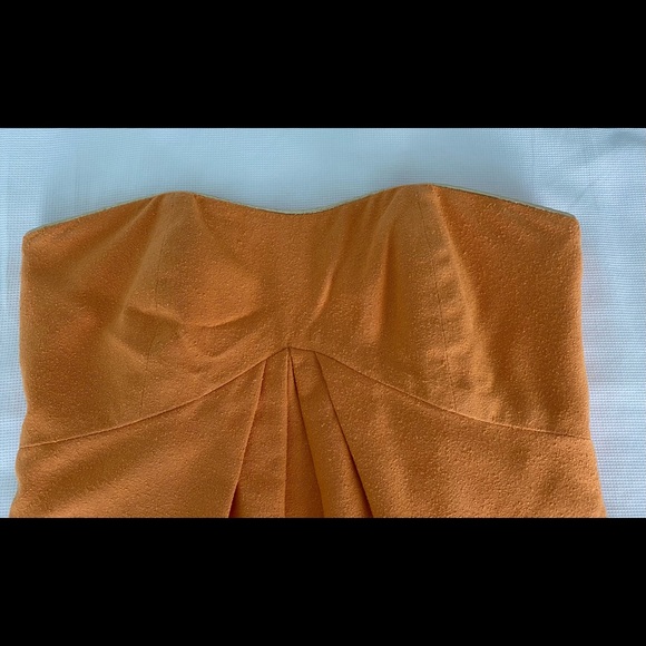 Miguelina Strapless Mini Silk Dress XS Orange Gold Party Going Out Wedding - Picture 3 of 12